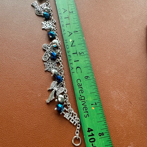 Beautiful Religious Bracelet - Blue & Silvertone - Picture 3 of 3